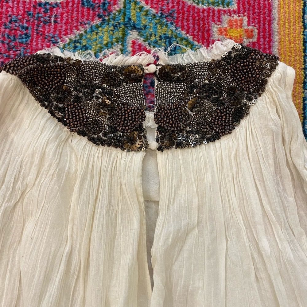 Ecoté linen beaded top - Picture 3 of 5
